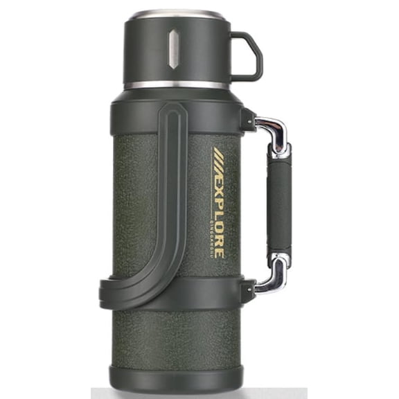 67oz Large Coffee Cup for Hot Drinks Stainless Steel Large Hand Insulated Water Bottle With Cup and Handle Leakproof Water Flasks Keep Cold 48h Hot 48h for Camping Gathering Fishing