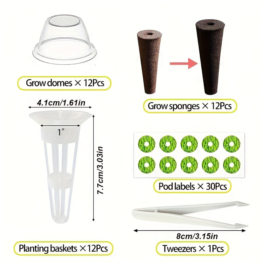 67pcs Seed Pod Kit for Aerogarden, Hydroponics Accessories for System Compatible with Hydroponics Supplies from All Brands, 12 G