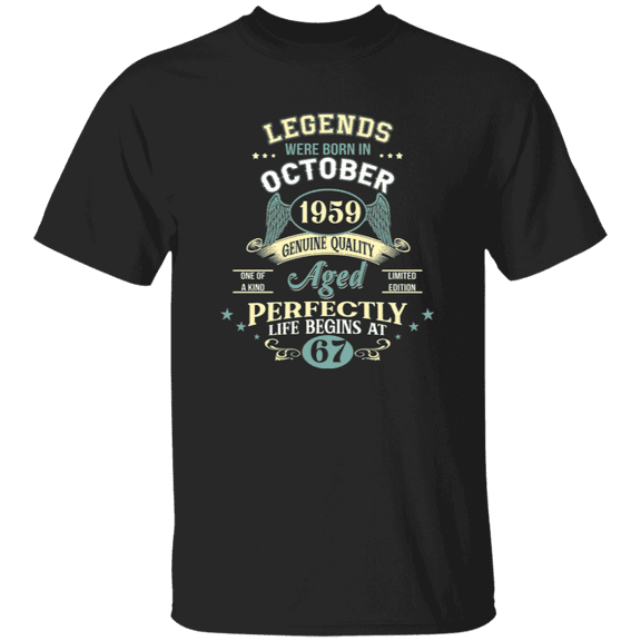 67th Birthday Shirt, Legends Were Born in October 1959 Bday Retro T-Shirt