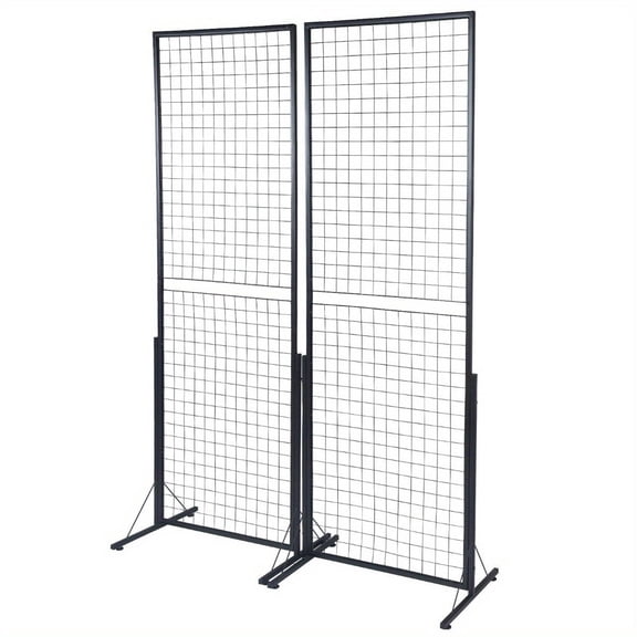 67x24 Inch Grid Wall Panels Tower 2 Packs Double-Sided Wire Gridwall Display Racks with T-Base Floorstanding Retail Art Craft Show Display with Extra Clips & Hooks