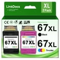 thumbnail image 1 of 67xl Ink Cartridge Compatible for HP 67 Ink Cartridge for HP Ink 67 for HP Deskjet 2823e 2742e 2752e 2755e Envy 6000 6055 6055e 6400e 6455e 6458e Envy Pro 6455 6458 Printer (Black, Tri-Color）, 1 of 8