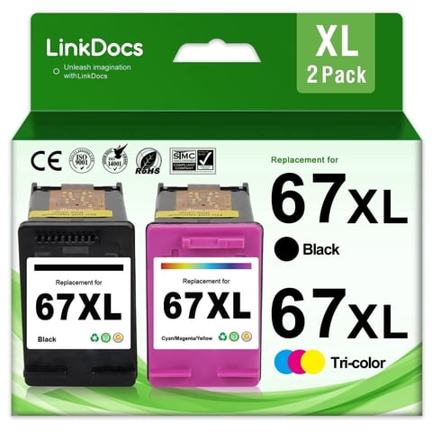 67xl Ink Cartridge Compatible for HP 67 Ink Cartridge for HP Ink 67 for Deskjet 2823e 2742e 2752e 2755e Envy 6000 6055 6055e 6400e 6455e 6458e Envy Pro 6455 6458 Printer Ink (Black, Tri-Color