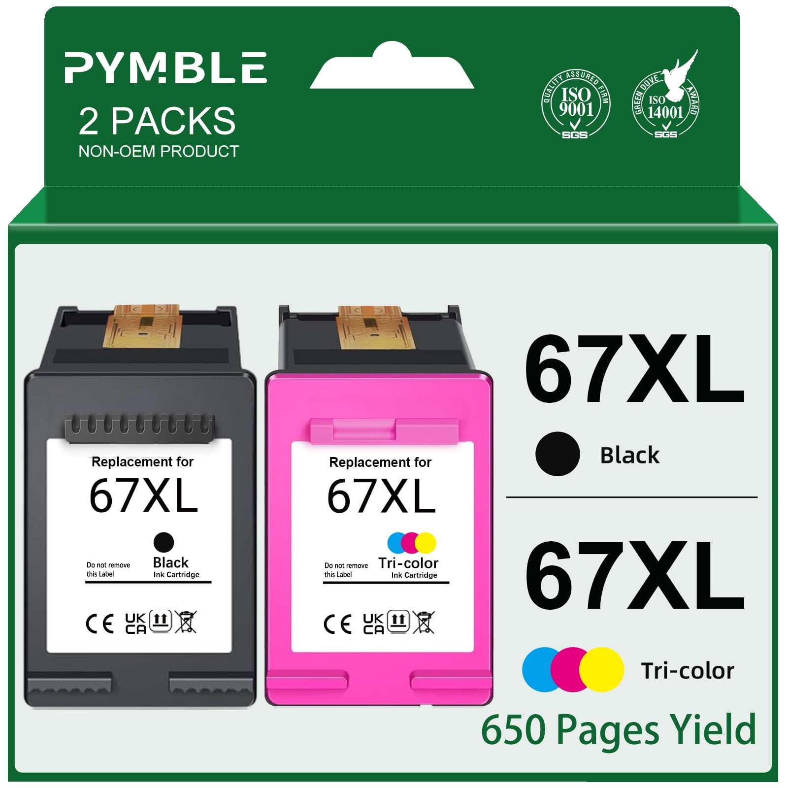 67XL Ink Cartridges Fit for HP Ink 67 67XL for Deskjet 2700 2700e 2755