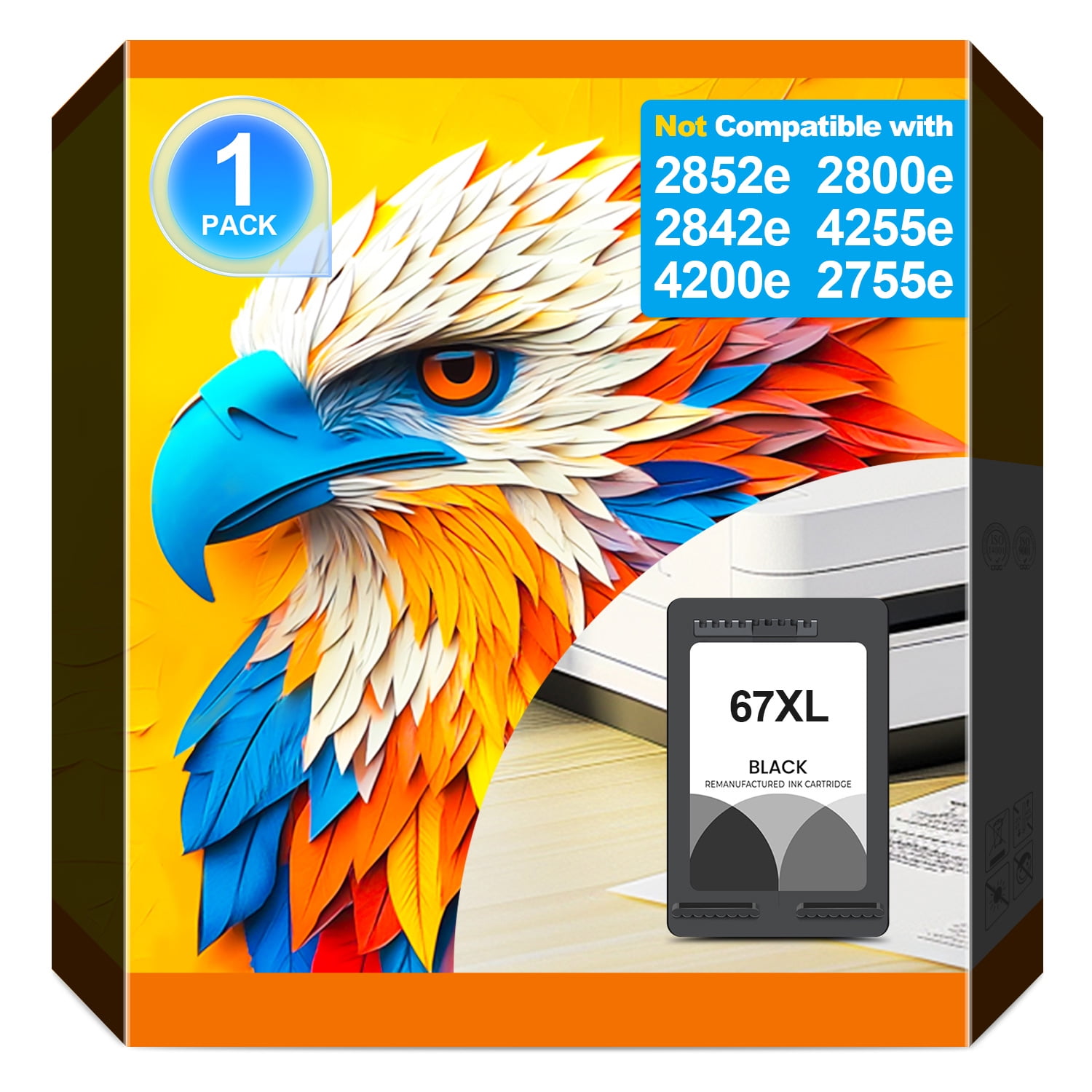 HP 67xl Ink Cartridges Black for Printers for HP 2800e Printer Ink for Compatible for HP Deskjet 4255e 2842e 2852e 2853e 2855e 2734e 4200e