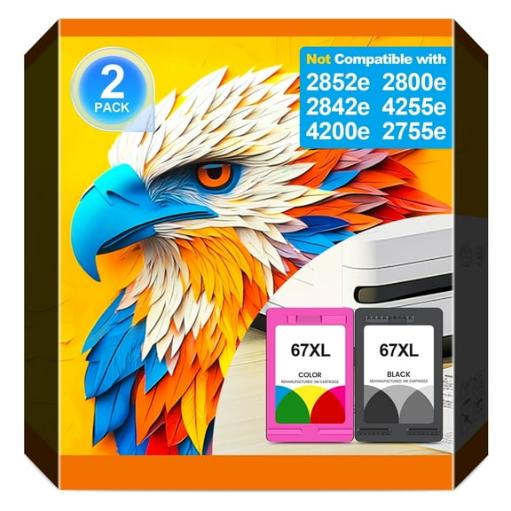 67xl Ink Cartridges for HP deskjet 2842e ink/2800e Printer Ink Compatible for HP Deskjet 2734e 2852e 4200e 4252e 4255e