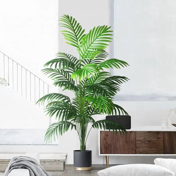 Fake Plaster Tree 68-113cm Large Artificial Palm Tree Tropical Fake Plants Green Plastic ...