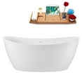 thumbnail image 1 of 68.5" Streamline G-78-307-BBR Soaking Glossy White Freestanding Tub and Tray With Internal Drain in Brushed Brass, 1 of 16