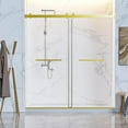 thumbnail image 1 of 68-72" W x 76" H Frameless Sliding Shower Door, Frameless Double Sliding with 3/8" (10mm) SGCC Tempered Glass, 2 Stainless Steel Handle, Reversible Installation, Brushed Gold, 1 of 7