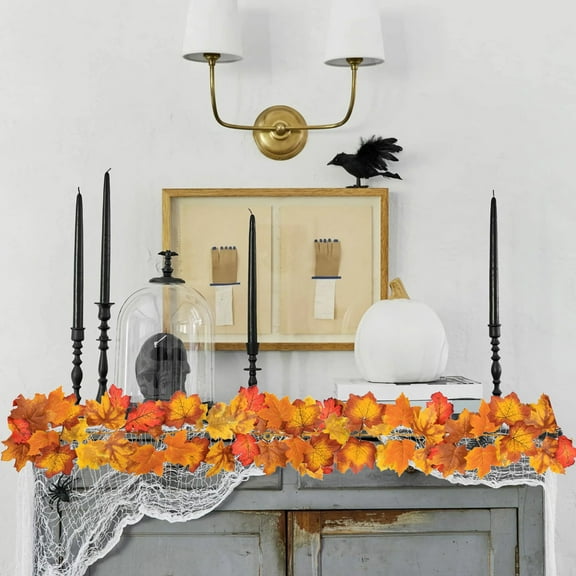 68.89 Inch Artificial Maple Leaf Rattan Vine Garland for Stair Door Wall Decoration Fall Autumn Home Garden Decor