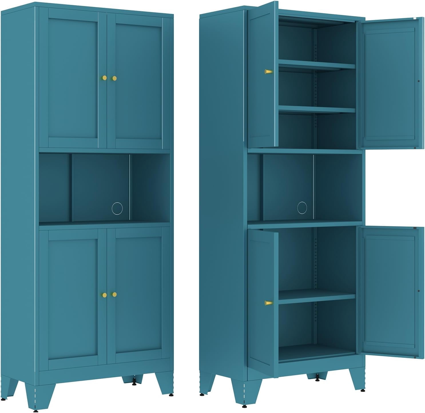 Photo inspiration: Fresh Look at 68 9 Blue Metal Kitchen Pantry Cabinet With Doors And