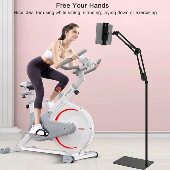 68.9 Inch Adjustable Floor Tablet Stand, Foldable Swivel Holder with Desk Clamp for iPad, Streaming, Reading & Video Calls