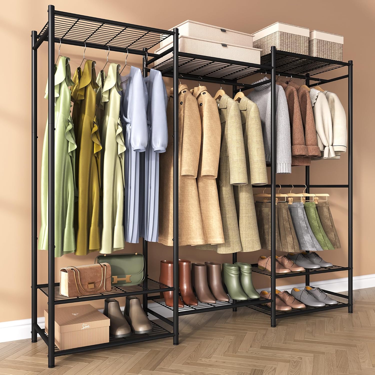 68.9inch Portable Wardrobe Closet, Heavy Duty Wardrobe, Freestanding