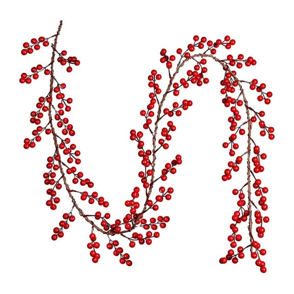 68.9Inch Artificial Red Berry Garland,Twisted Hanging Chrismas Tree,Simulated Berries Rattan Decoration,Indoor Outdoor Decor,for Winter Christmas New Year Wedding Birthday