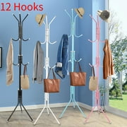 68.9x17.7in Metal Coat Rack Assembled Living Room Floor Hat Clothing Display Stand Home Furniture Multi Hooks Hanging Clothes