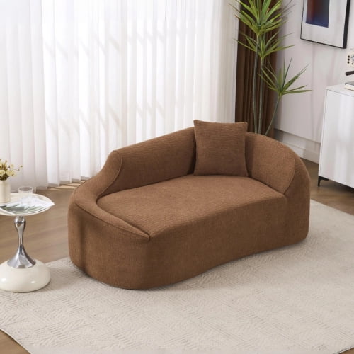 68" No Assembly Required Modular Sleeper Couch, Deep Seat Sleeper Sofa Chair with Chenille Fabric, Upholstered Lazy Floor Sleeper for Living Room, Caramel
