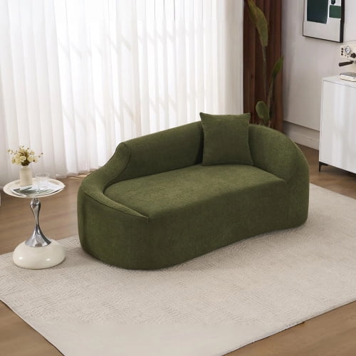 68" No Assembly Required Modular Sleeper Couch, Deep Seat Sleeper Sofa Chair with Chenille Fabric, Upholstered Lazy Floor Sleeper for Living Room, Green