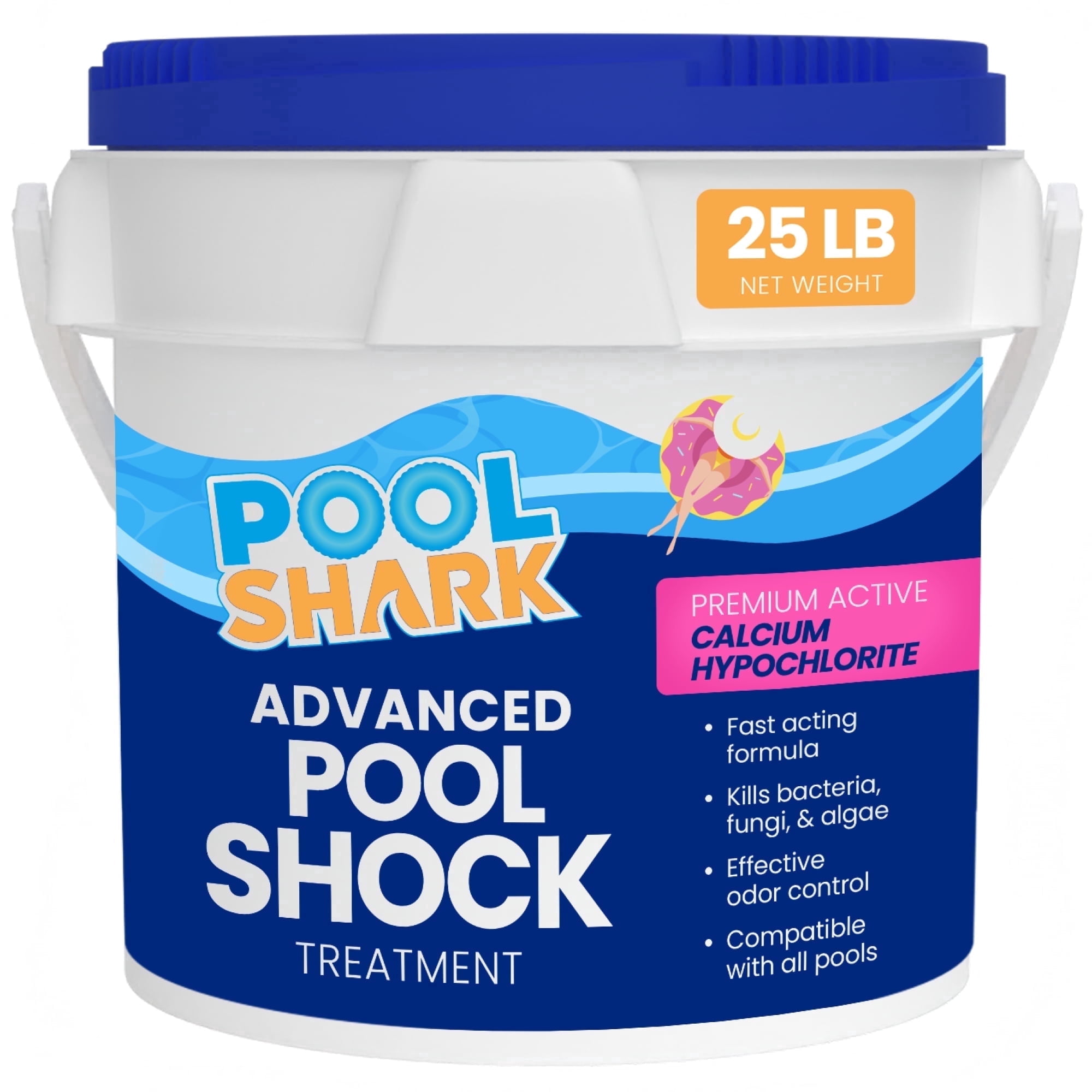 68% Calcium Hypochlorite Pool Shock for Swimming Pools - Chlorine Granules Swimming Pool Shock 25 lbs Bucket - Pool Chlorine for Inground and Above Ground Pool Treatment, Saltwater 25lbs