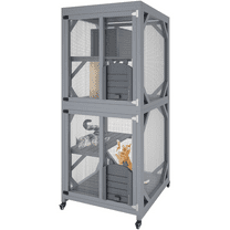 68'' Cat House Outdoor Catio Cat Enclosures Indoor Kitty Cage Condo  with Weatherproof Roof, 4 Platforms, Resting Box and Scratch Post for Patio