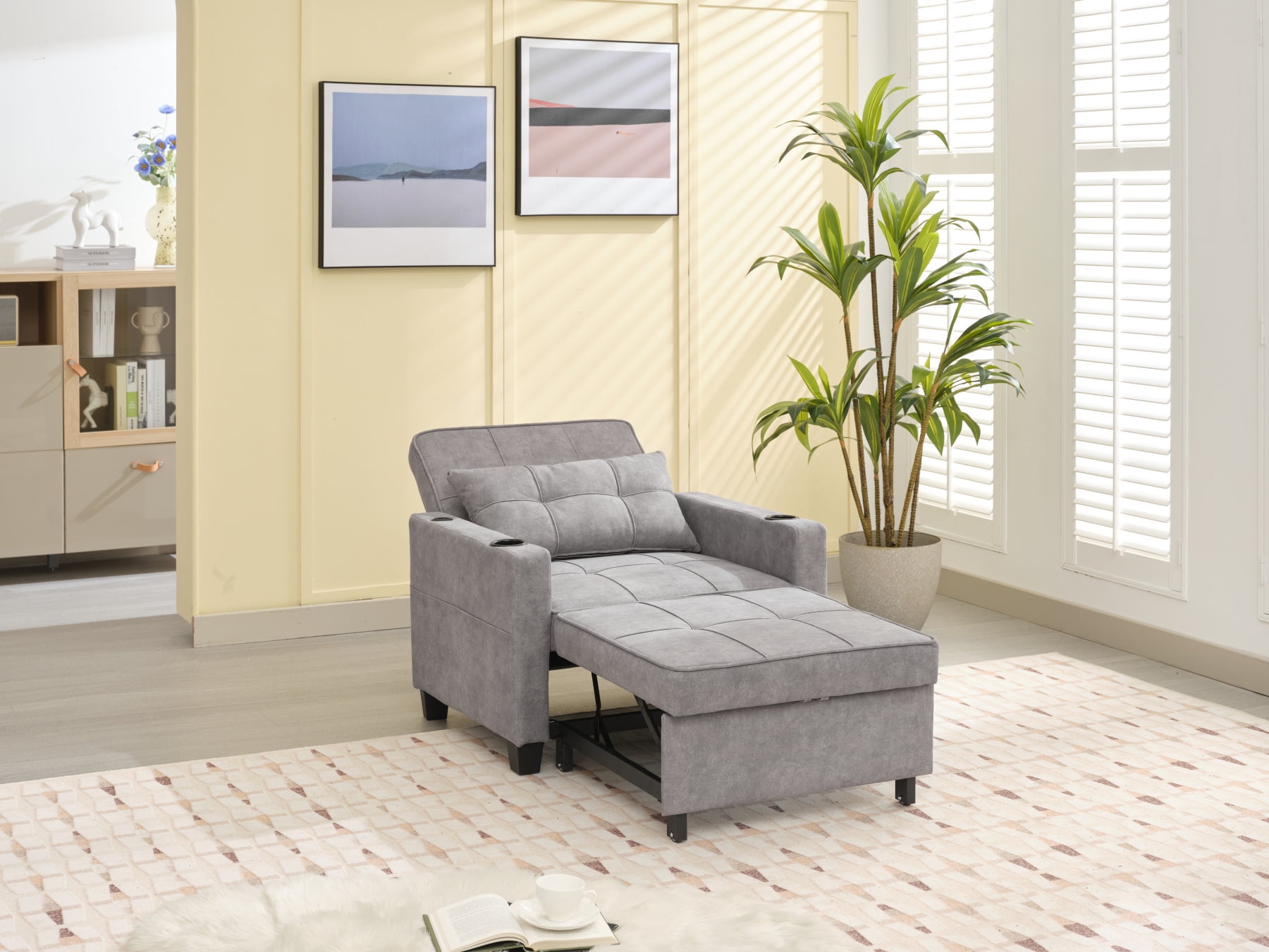 68" Convertible Sleeper Sofa Chair Bed, Armchair Sleeper Bed with USB