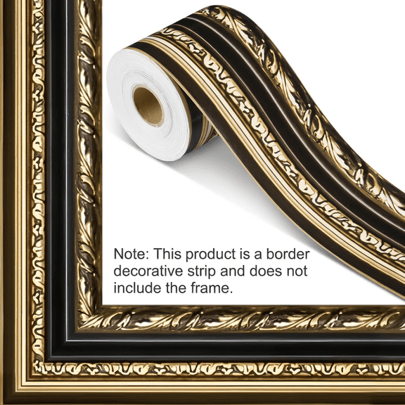 68 Feet Gold Frame Bulletin Board Border Die-Cut Straight Rolled Picture Frame Border Trim for School Classroom Bulletin Board Decoration for Chalkboard Home Office Party Decor (Ornate)