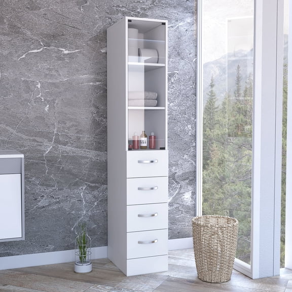 68" High Bathroom Linen Cabinet | Intuitive Assembly, Stable Structure | Bathroom Use