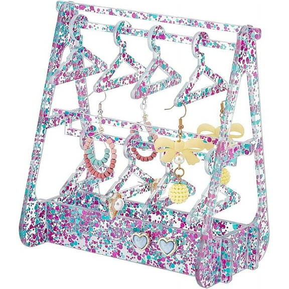 68 Holes Acrylic Earring Holder Rack Earring Organizer Stand Cute Earring Rack Coat Hangers Stand with Glitter Powder Unique Earring Closet Ear Stud Towers Storage for Selling Retail 1box