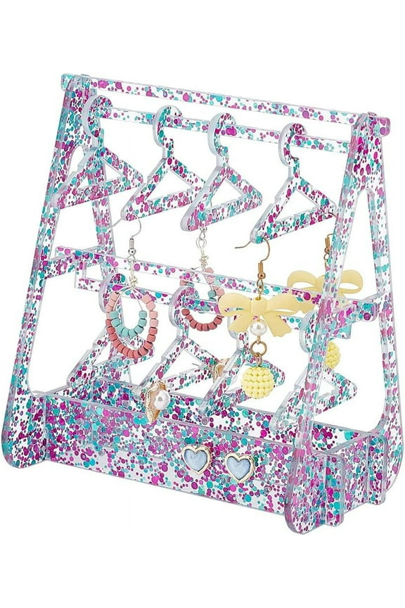 68 Holes Acrylic Earring Holder Rack Earring Organizer Stand Cute Earring Rack Coat Hangers Stand with Glitter Powder Unique Earring Closet Ear Stud Towers Storage for Selling Retail