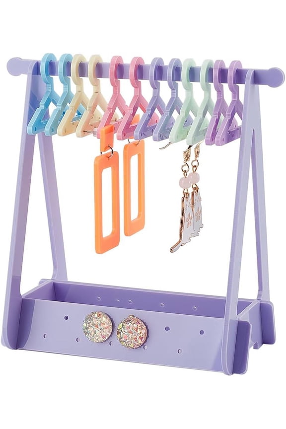 68 Holes Earring Holder Stand, Unique Earring Closet Acrylic Jewelry Earring Ear Studs Ring Necklace Mini Hanger Rack Organizer For Retail Show Personal Exhibition, 5.3X3.2X6.1Inch[Z6472]