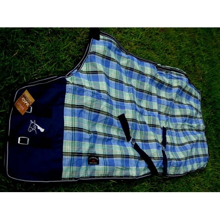 68" Horse Cotton Sheet Blanket Rug Summer Spring Blue Lime Green 5321