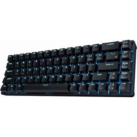 68 Hot Swappable 65% Mechanical Keyboard, 68 Compact BT5.0 Gaming Keyboard with Stand-Alone Arrow/Control , Black, Quiet Red