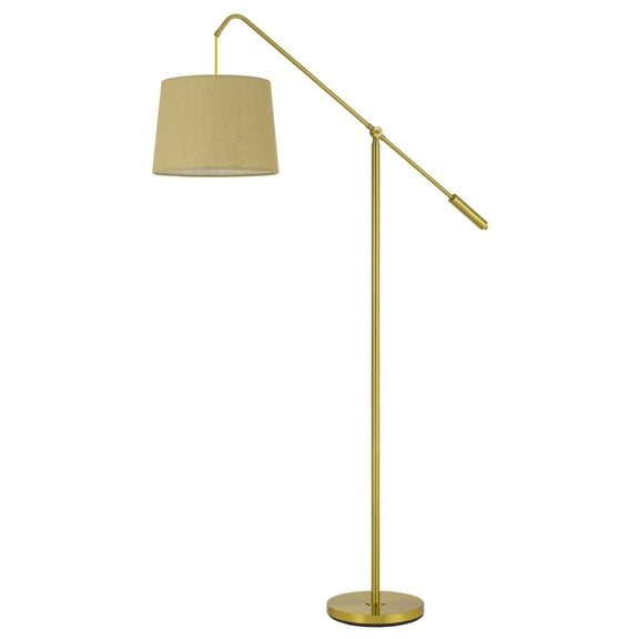 68 Inch Adjustable Arc Arm Design Metal Floor Lamp, Brass- Saltoro Sherpi