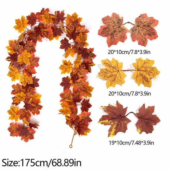 68 Inch Autumn Maple Leaf Garland Artificial Fall Foliage Vine for Mantel Staircase Thanksgiving Harvest Home Decor Virelaxpo