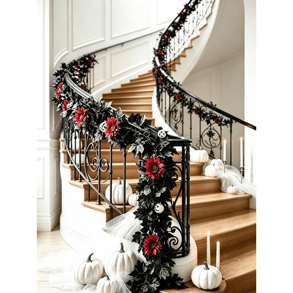 68 Inch Black Garland Fall Artificial Vine Thanksgiving Wall Decor for Mantel Home