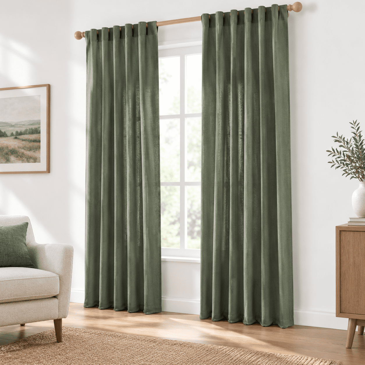68 Inch Curta2 Panel Set Linen Boho Semi Sheer For Bedroom Living Room ...