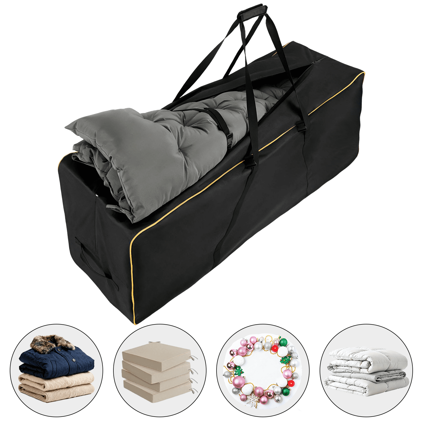 68 Inch Extra Large Outdoor Cushion Storage Bag 600D Oxford Fabric Waterproof Storage Bag for Patio Furniture Cushions and Pillows with Handles and Exterior Pocket