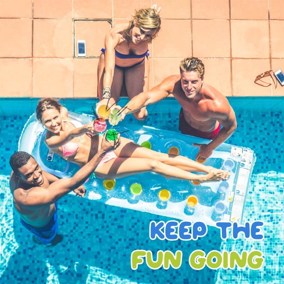 68 Inch Inflatable Pool Floating Lounge Chair for Pool and Beach, Air Bed with Drink Holder for Water Relaxation, Durable Pool Toys Lounger for Summer Pool Party