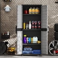 thumbnail image 1 of 68 Inch Plastic Storage Cabinet with Lockable  and Adjustable Shelves for Garage Office Utility, 1 of 8