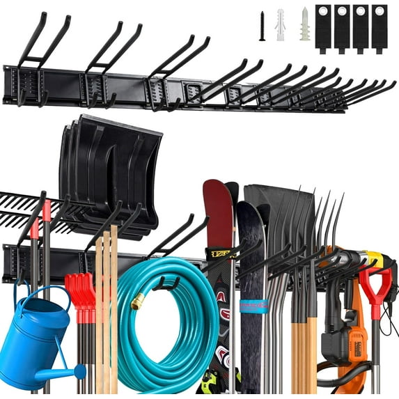 68 Inches Wall Mount Garden Tool Organizer with 17 PCS Adjustable ...