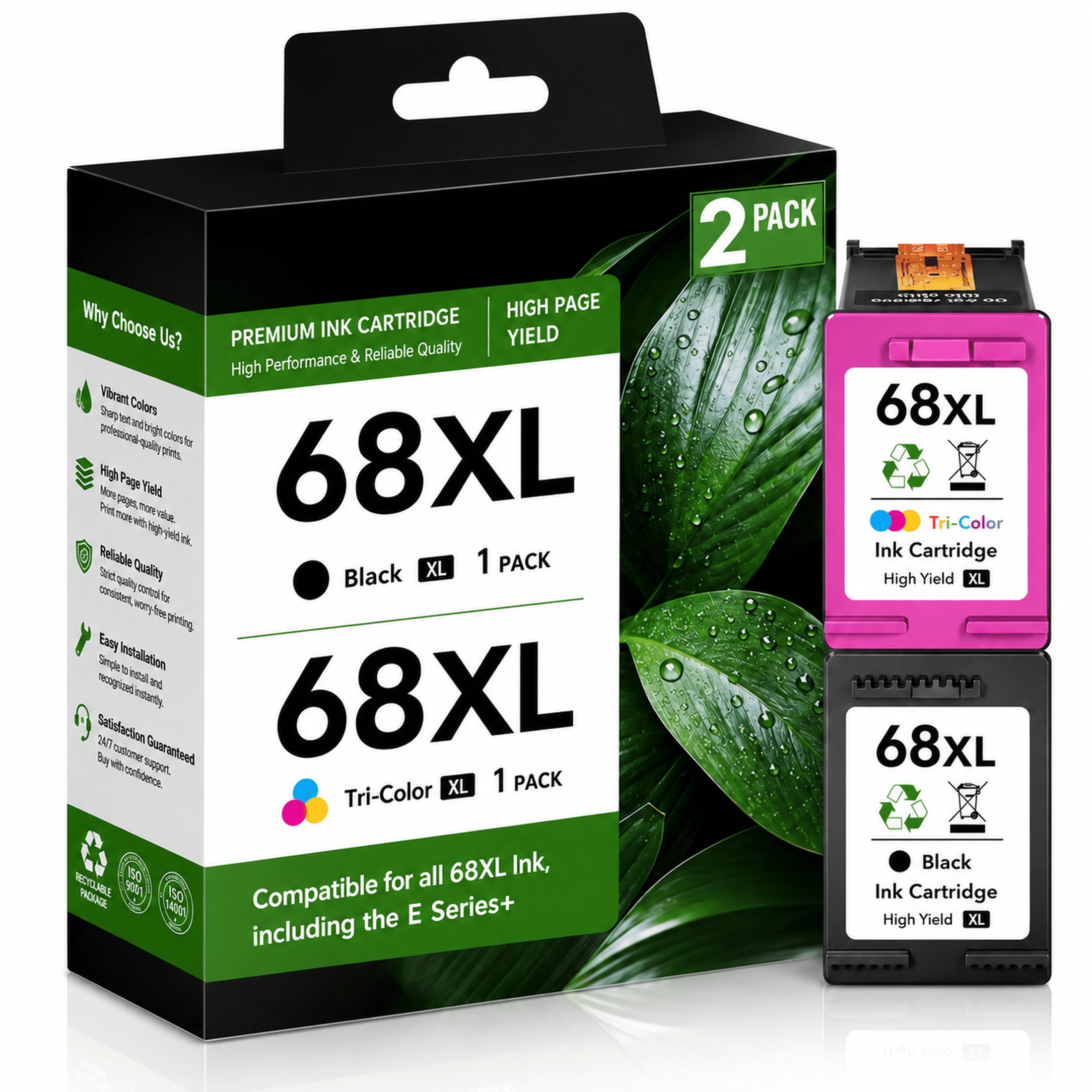 68XL Ink Cartridges Compatible for HP68 Ink Cartridges combo pack