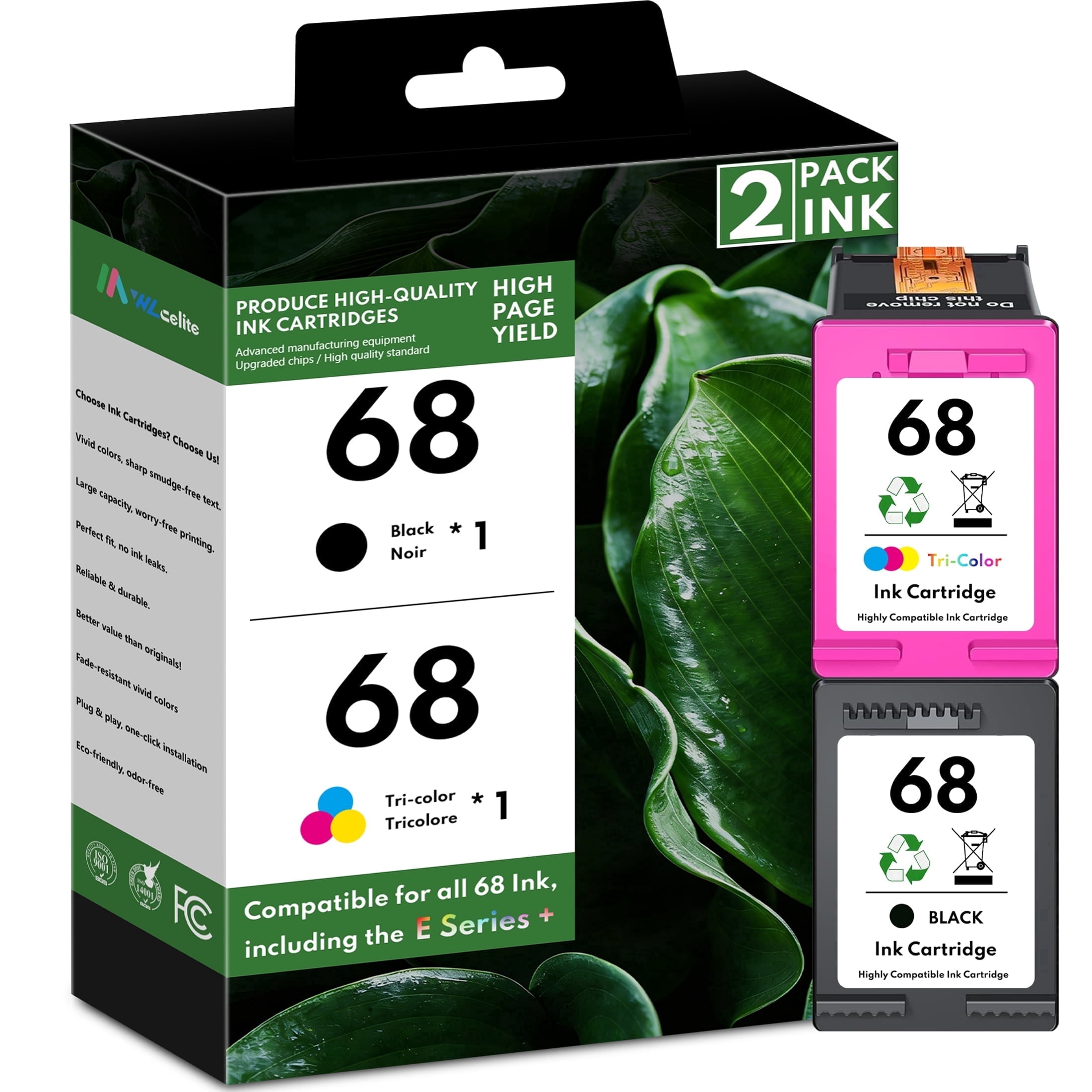 68XL Ink Cartridges Compatible for HP68 Ink Cartridges combo pack