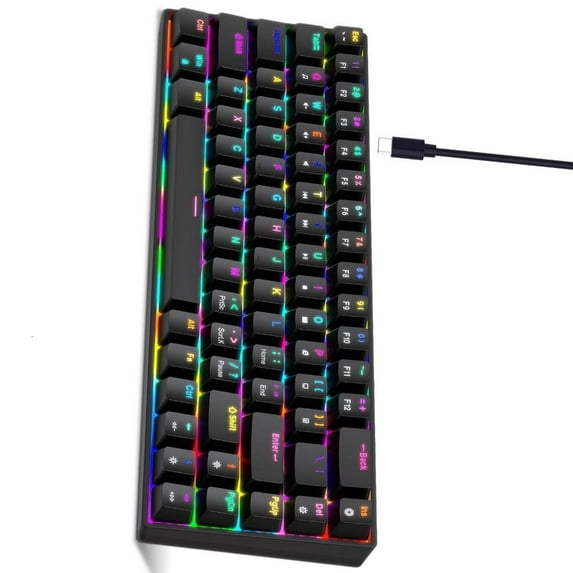 68 Key Color Backlights Mechanical Keyboard With Hot Swappable Switches Ergonomic 19 Lighting Mode For Gaming Typing