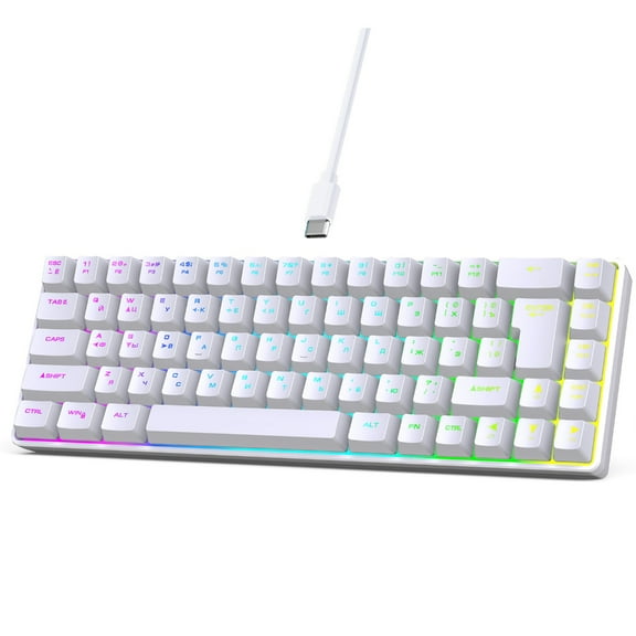 68-Key Color Lighting Game Keyboard Ergonomic Membrane Keyboard Portable Typewriter LED Backlits USB Keyboard