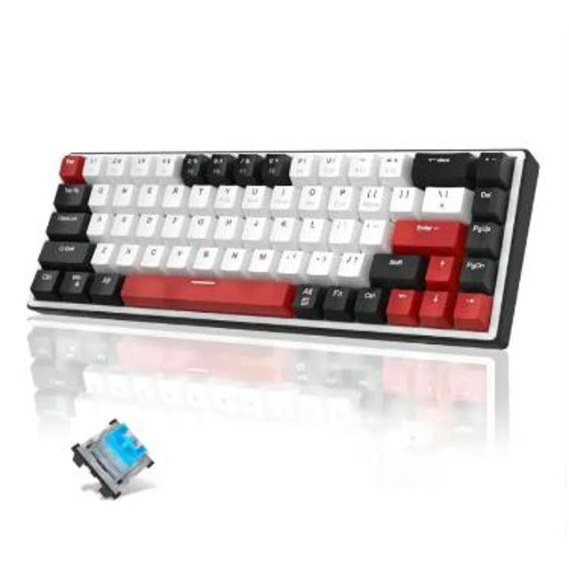 68Key Gaming Keyboard, Compact LED Backlit, Hotswappable, Perfect for