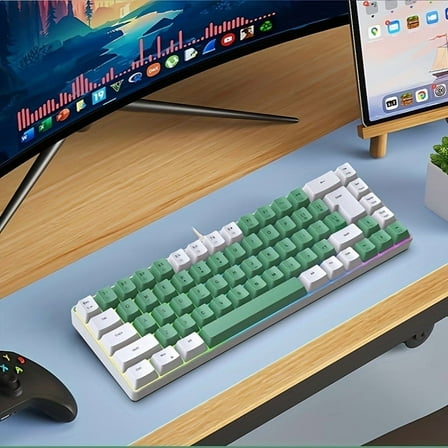 68-Key RGB Backlit Mechanical Feel Gaming Keyboard - Wired TpcKey with Wire Separation Design, Ergonomic Layout for Office & Gaming