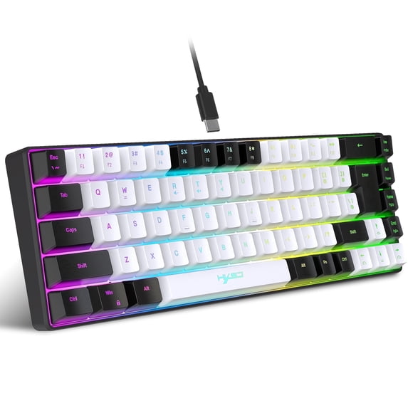 68 Keys Gaming Keyboard,Color-Blocking Keyboard with Compound Function Key Switch,Detachable Type-C Cable, RGB Lighting Wired Keyboard for Windows Computer Laptop PC Gamer