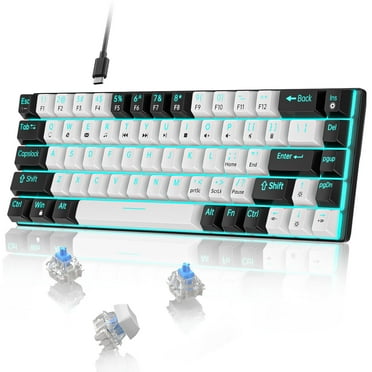 68 Keys Mechanical Keyboard, Blue Switch 60% Compact Gaming Keyboard, USB Wired Keyboard with LED Backlit, Multimedia & Anti-ghosting Keys for Windows Computer Laptop PC Gamer