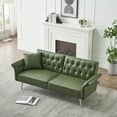 thumbnail image 1 of 68'' Leather Futon Sofa Bed, Modern Loveseat Sofa with Adjustment Backrest and Armrests, Memory Foam Small Sofa for Compact Living Spaces Apartment Dorm Studio Guest Room Home Office, Green, 1 of 8