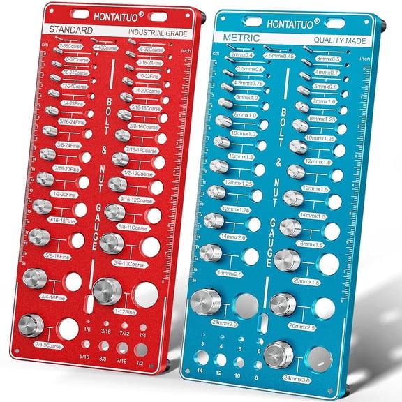 68 Nut and Bolt Thread Checker Standard and Metric, Bolt Size Finder | Bolt Size and Thread Gauge with 26 Standard & 26 Metric Bolt & 16 Drill Bit Gauge, Bolt and Nut Identifier Gauge