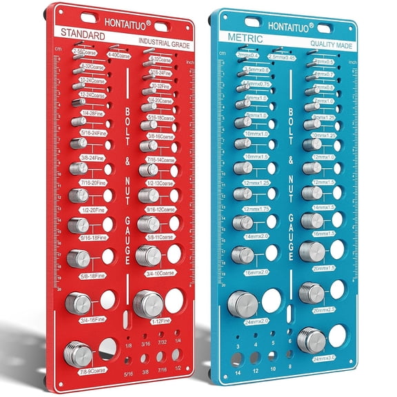 68 Nut and Bolt Thread Checker Standard and Metric,Bolt Size and Thread Gauge with 26 Standard & 26 Metric Bolt & 16 Drill Bit Gauge,Bolt Size Finder Bolt and Nut Identifier Gauge