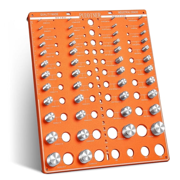 68 Nut and Bolt Thread Checker, 22 Standard, 24 Metric Bolt, 22 Drill Bit Gauges Identifier Gauge, Wall-Mountable Bolt Size and Thread Gauge